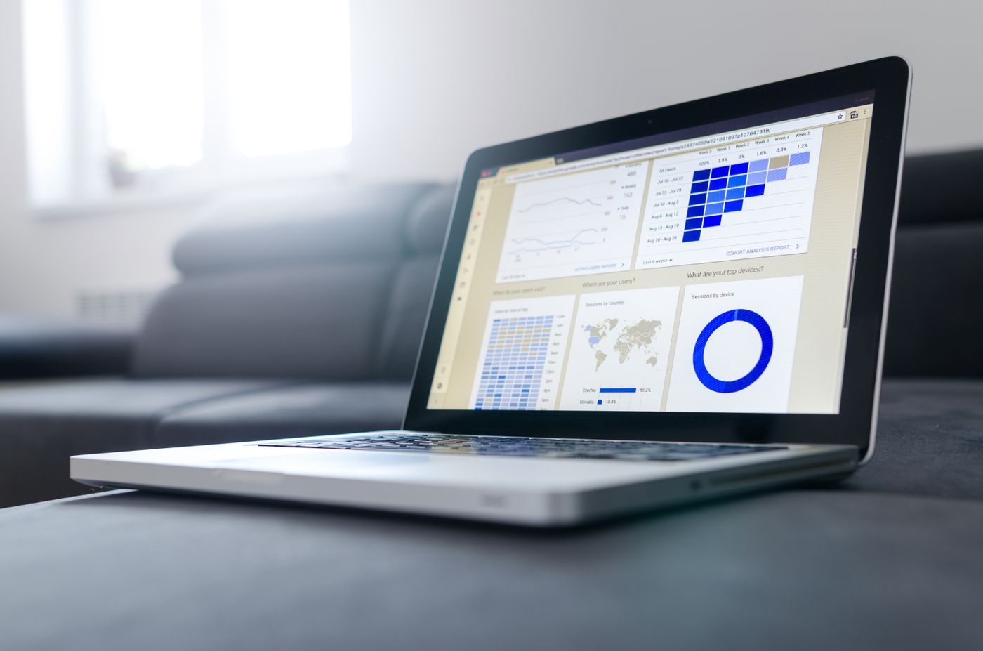 Analytics dashboard on a laptop